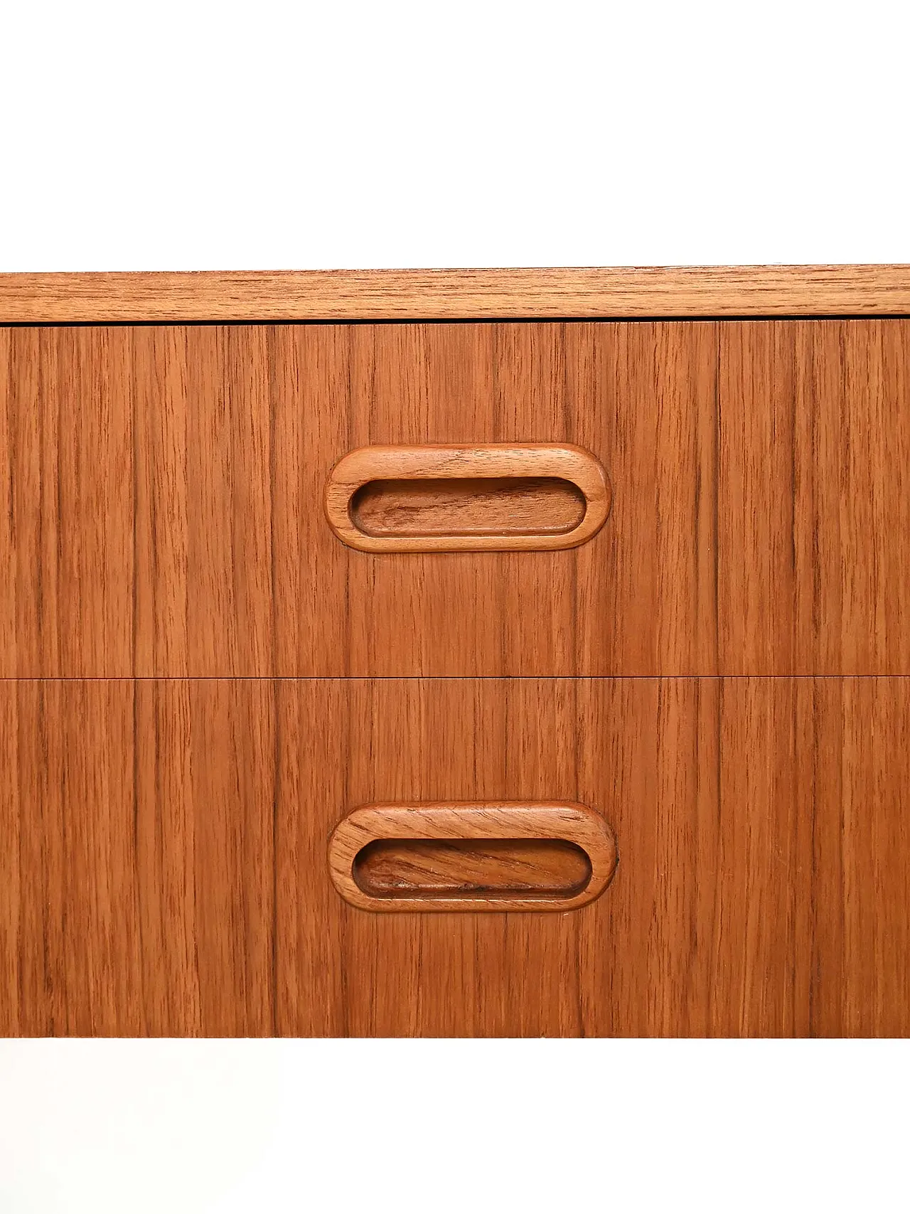 Comodino scandinavo in teak con due cassetti, anni Sessanta 7