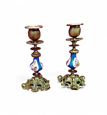 Coppia di candelieri in bronzo, '800