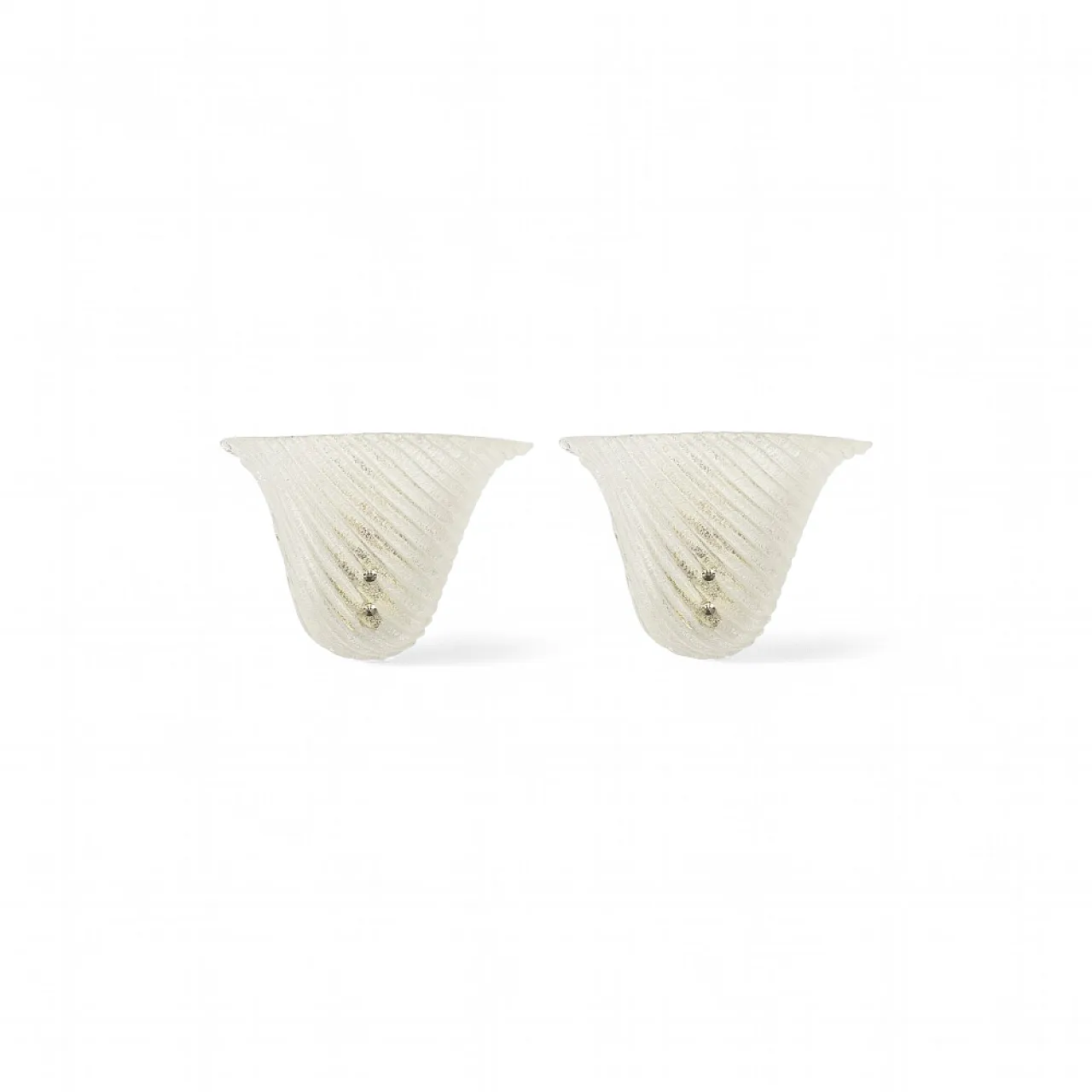 Coppia di lampade da parete in vetro trasparente a coste 10