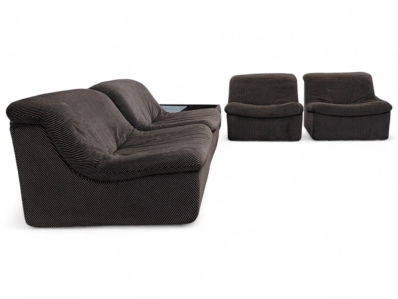 Divano modulare in tessuto, set di 4 poltrone e 1 tavolino, anni '70 2