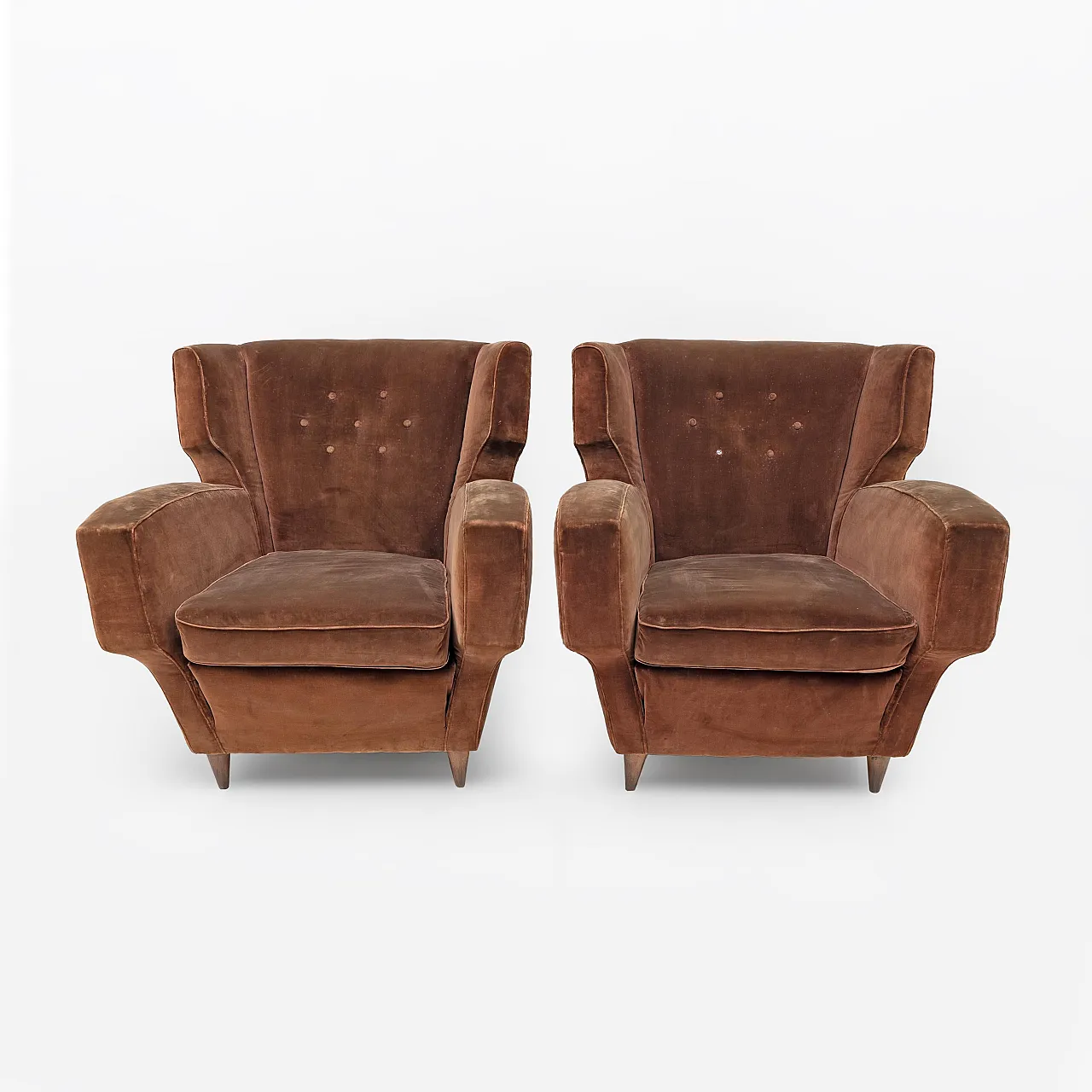 Coppia di poltrone in velluto Melchiorre, anni '50 2