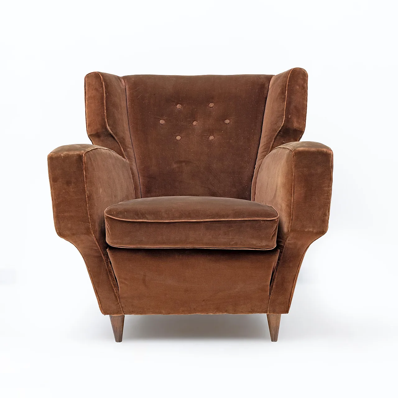 Coppia di poltrone in velluto Melchiorre, anni '50 3