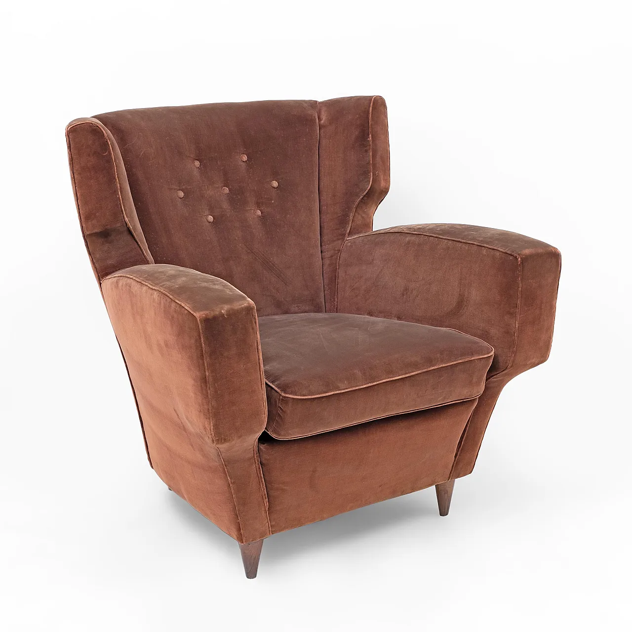 Coppia di poltrone in velluto Melchiorre, anni '50 4