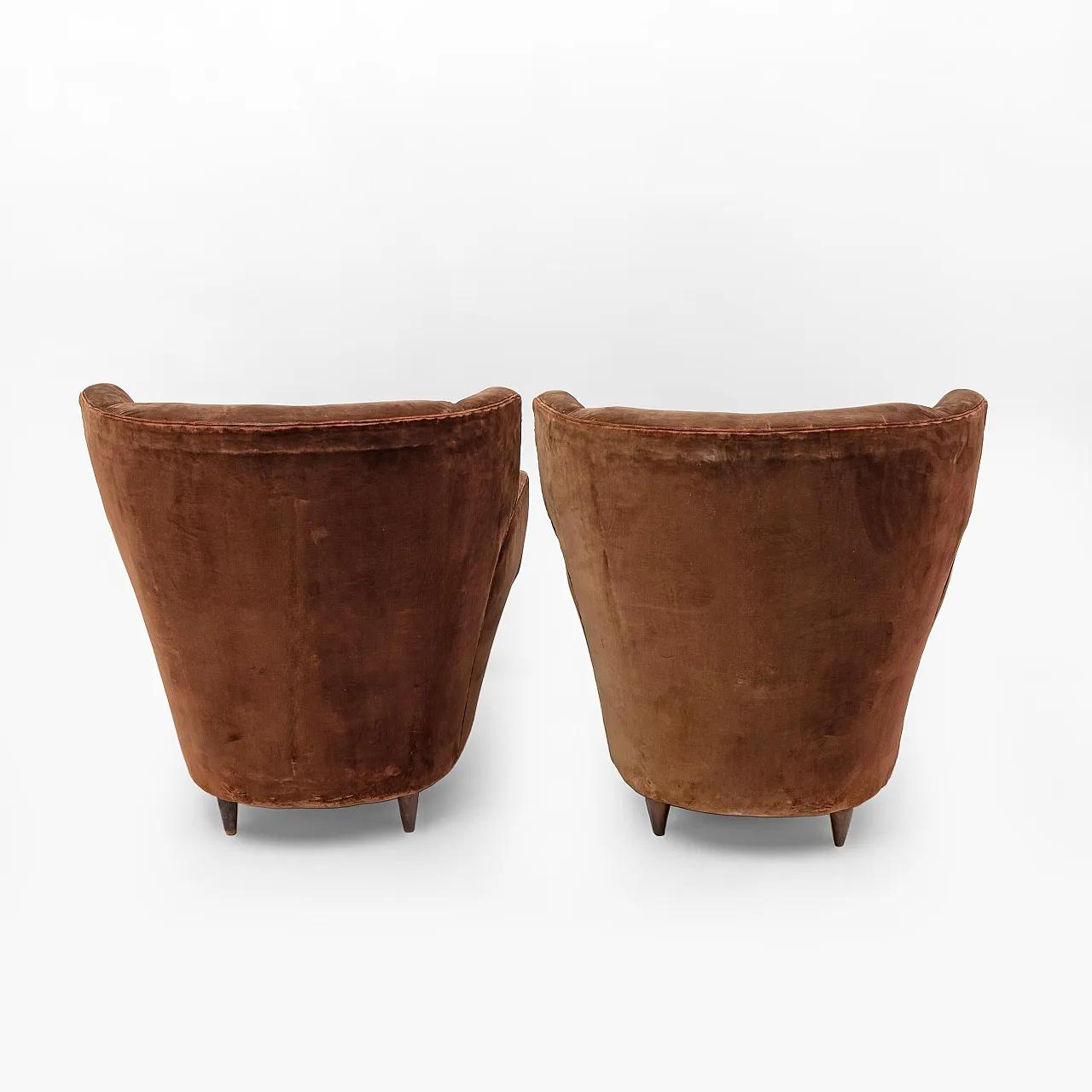 Coppia di poltrone in velluto Melchiorre, anni '50 9