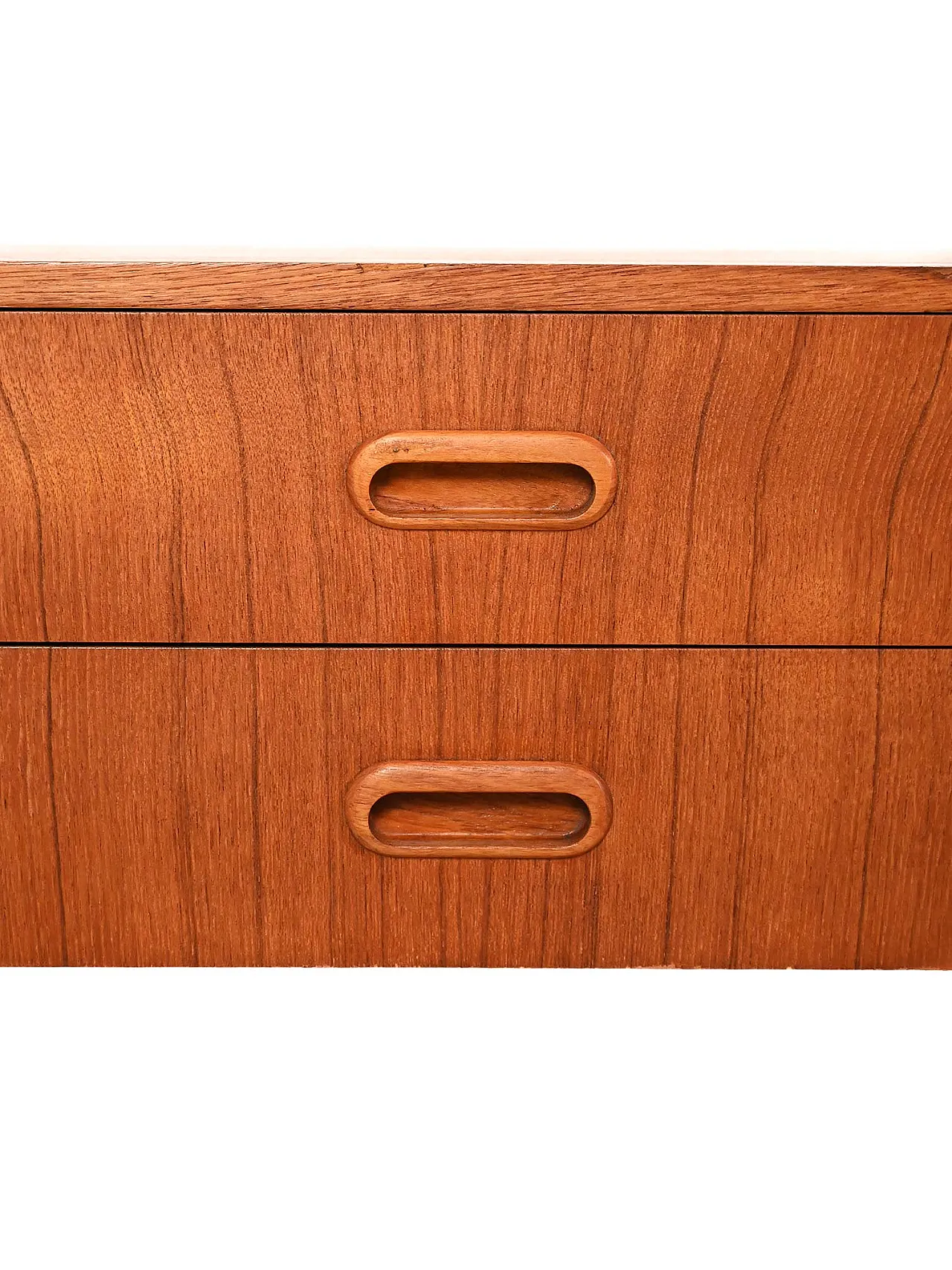 Comodino scandinavo in teak con due cassetti, anni Sessanta 5
