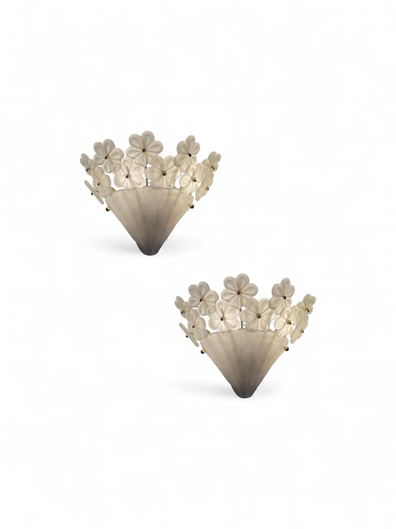Pair of Italian Murano glass flower sconces, 1960s 8