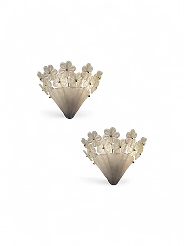Pair of Italian Murano glass flower sconces, 1960s