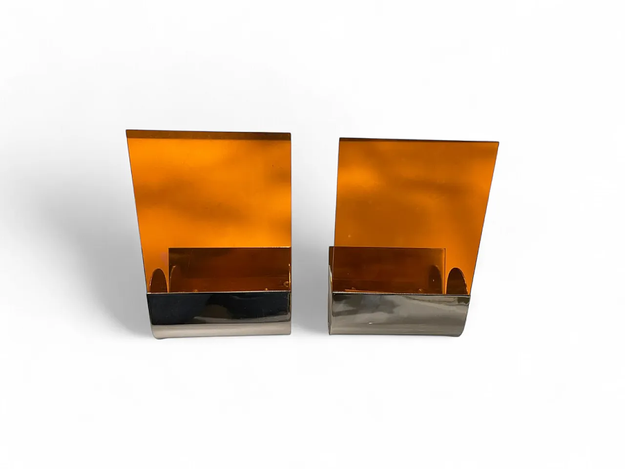 Pair of Mid-Century Italian Orange Acrylic Glass Sconce, 1970s 16