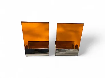 Pair of Mid-Century Italian Orange Acrylic Glass Sconce, 1970s