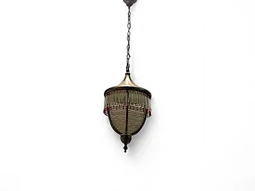Vintage Pendant Lamp with Crystal Beads, 1950s