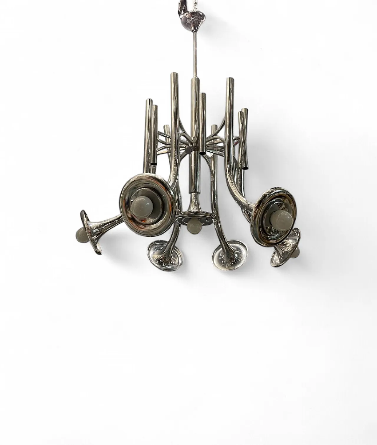 Mid-Century chromed metal chandelier, 1970s 7