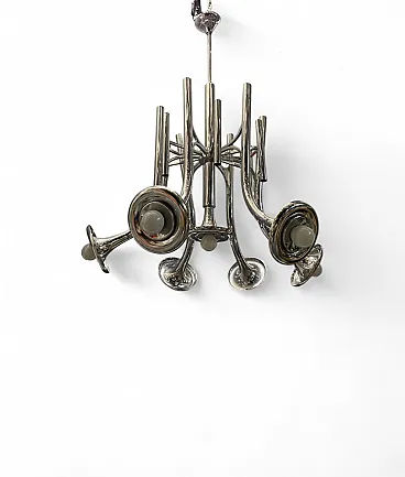 Mid-Century chromed metal chandelier, 1970s