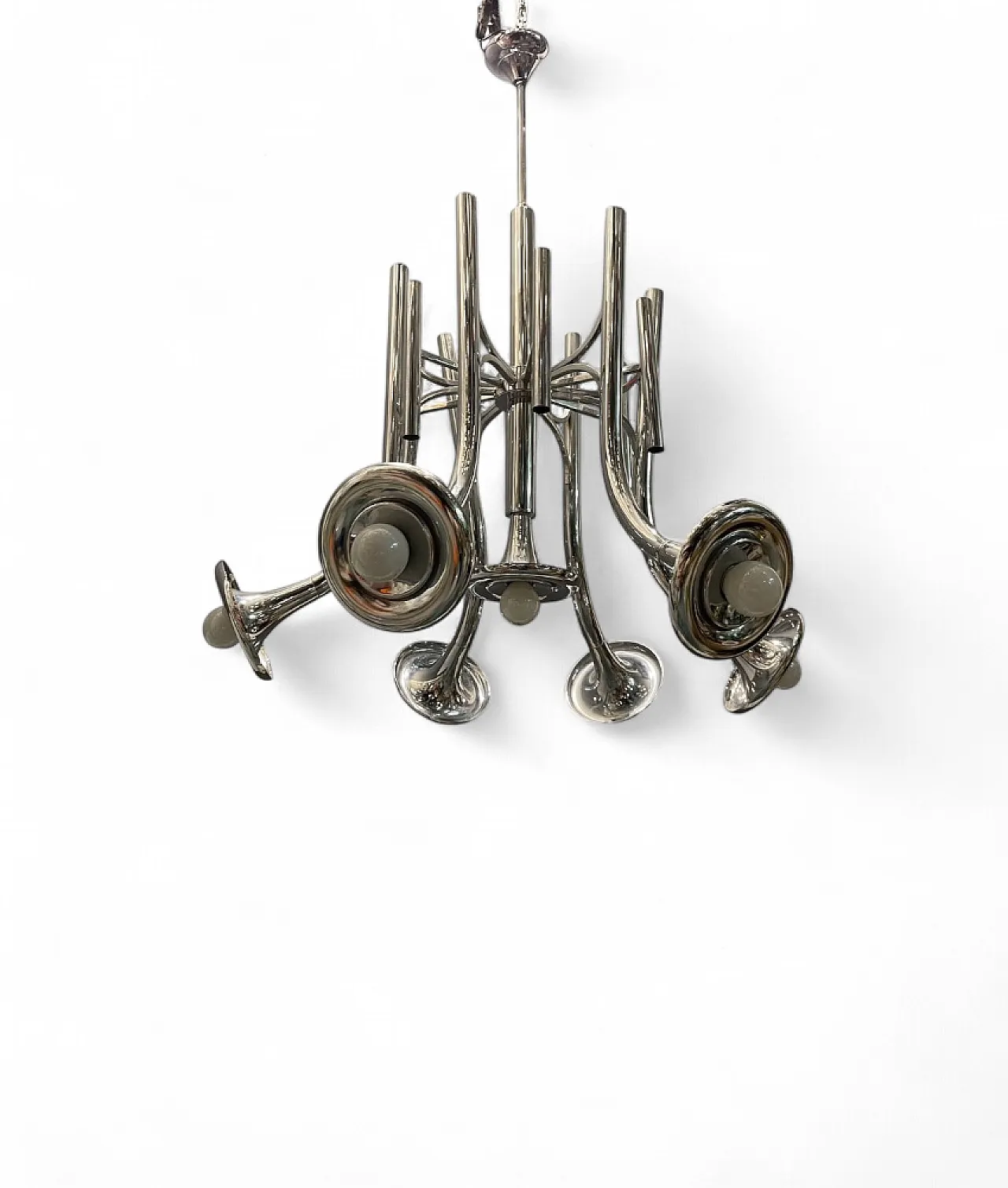 Mid-Century chromed metal chandelier, 1970s 8