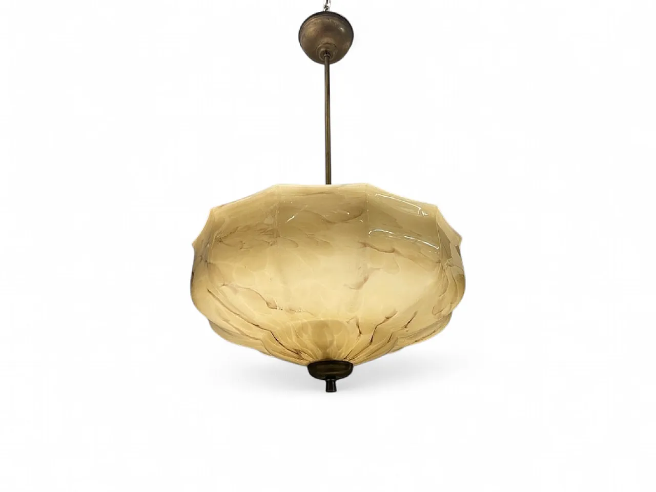 Opaline glass pendant lamp, 1940s 9