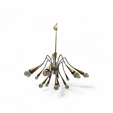 Brass chandelier from Stilnovo, 1950s