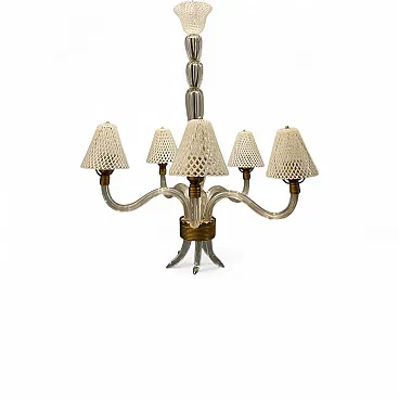Murano glass Reticello chandelier, 1920s/40s by Venini, 1940s