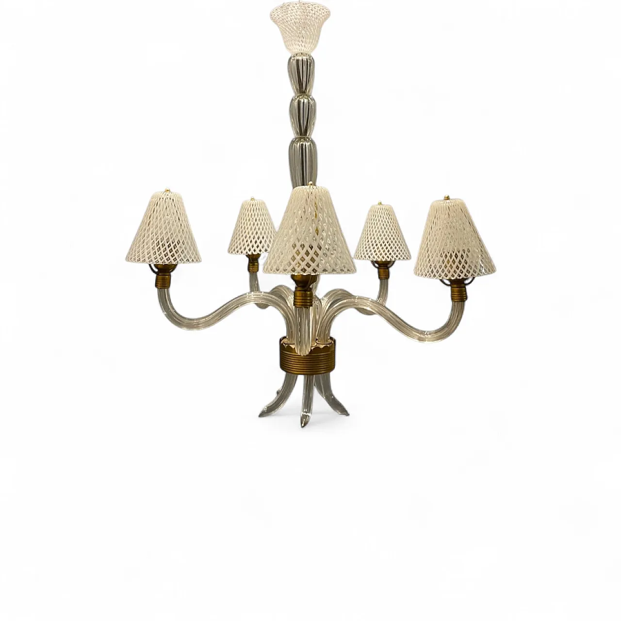 Murano glass Reticello chandelier, 1920s/40s by Venini, 1940s 17