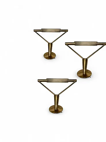 3 Brass and glass wall lights, 1990s