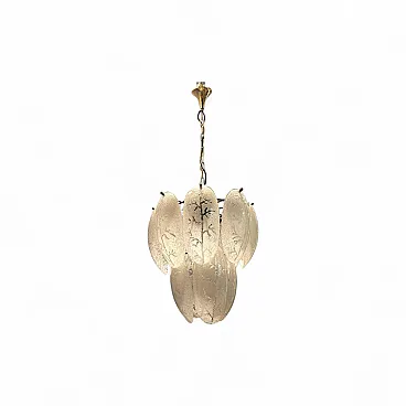 Chandelier with satin Murano glass leaves, 1970s