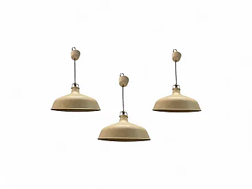 3 Industrial Pendant Lights, 1960s