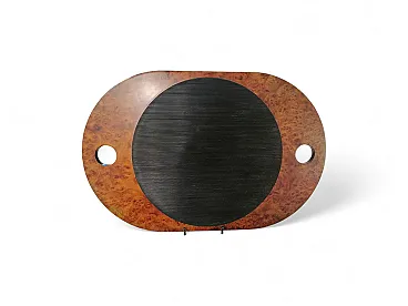 Walnut and leather tray, 1980s