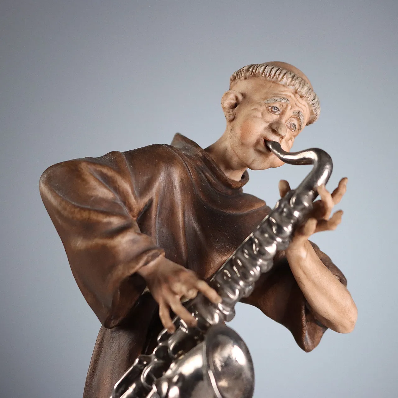 3 Ceramic figures depicting monks playing, 20th century 8