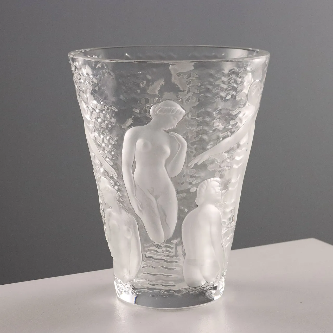 Vaso in cristallo satinato con decoro raffigurante Ondine, '900 5