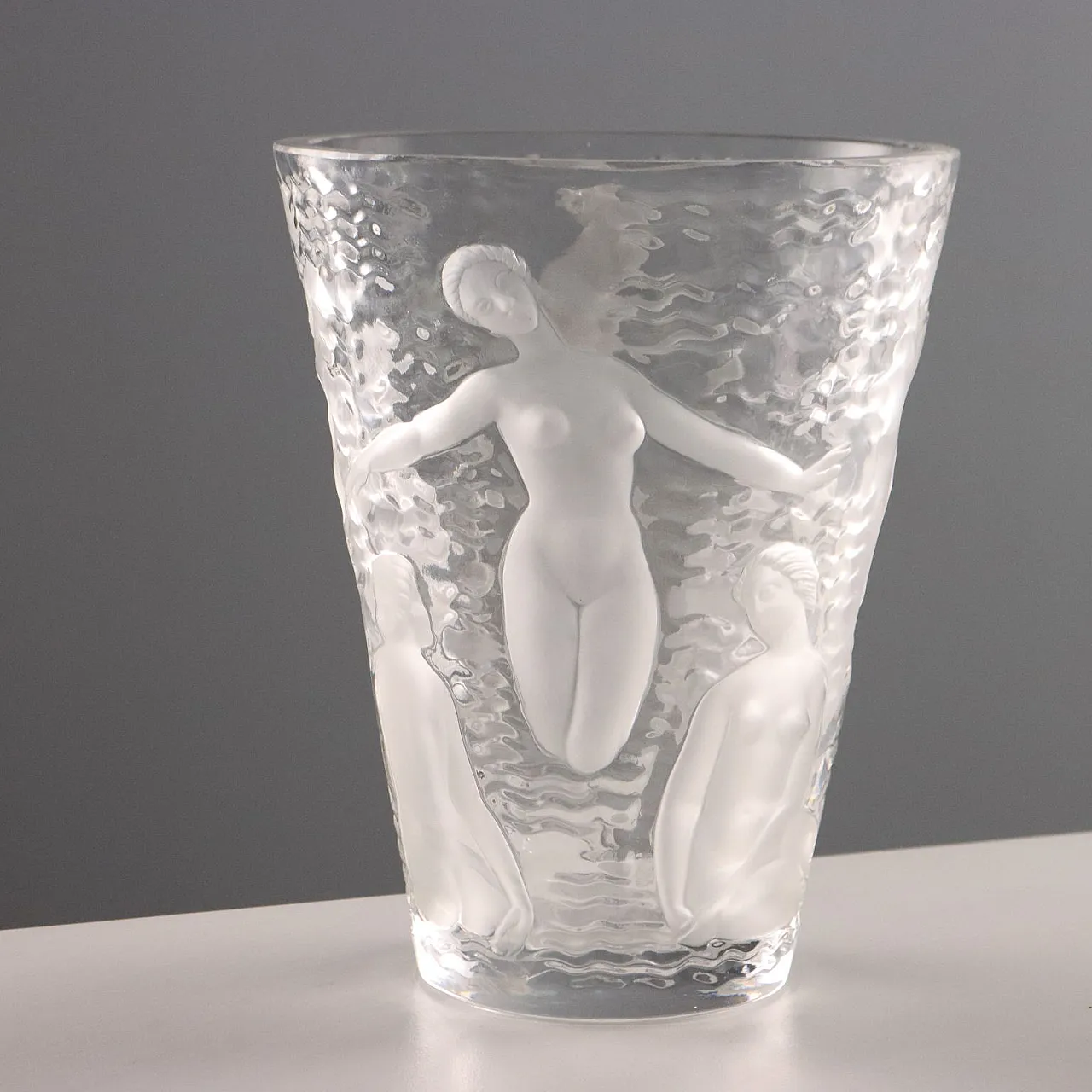 Vaso in cristallo satinato con decoro raffigurante Ondine, '900 7