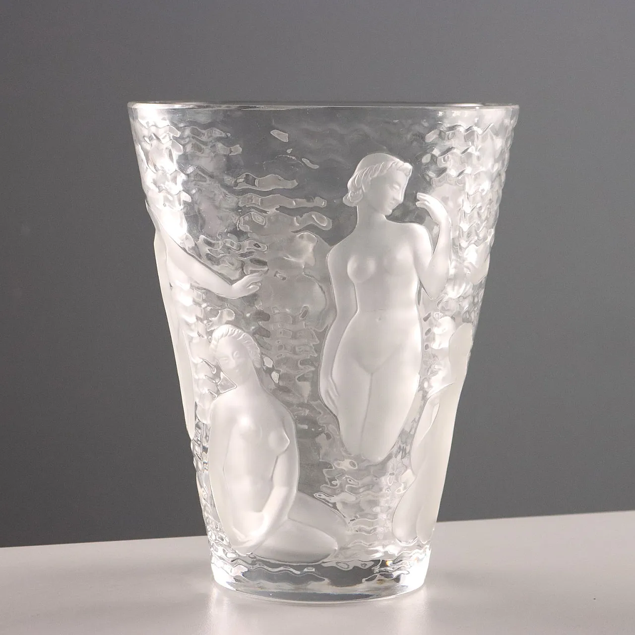 Vaso in cristallo satinato con decoro raffigurante Ondine, '900 8