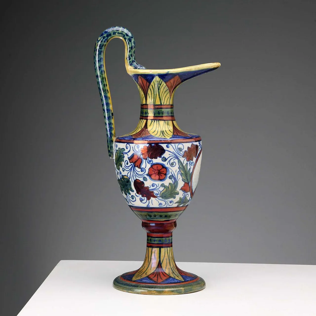 Glazed majolica jug with ovoid body, 20th century 1