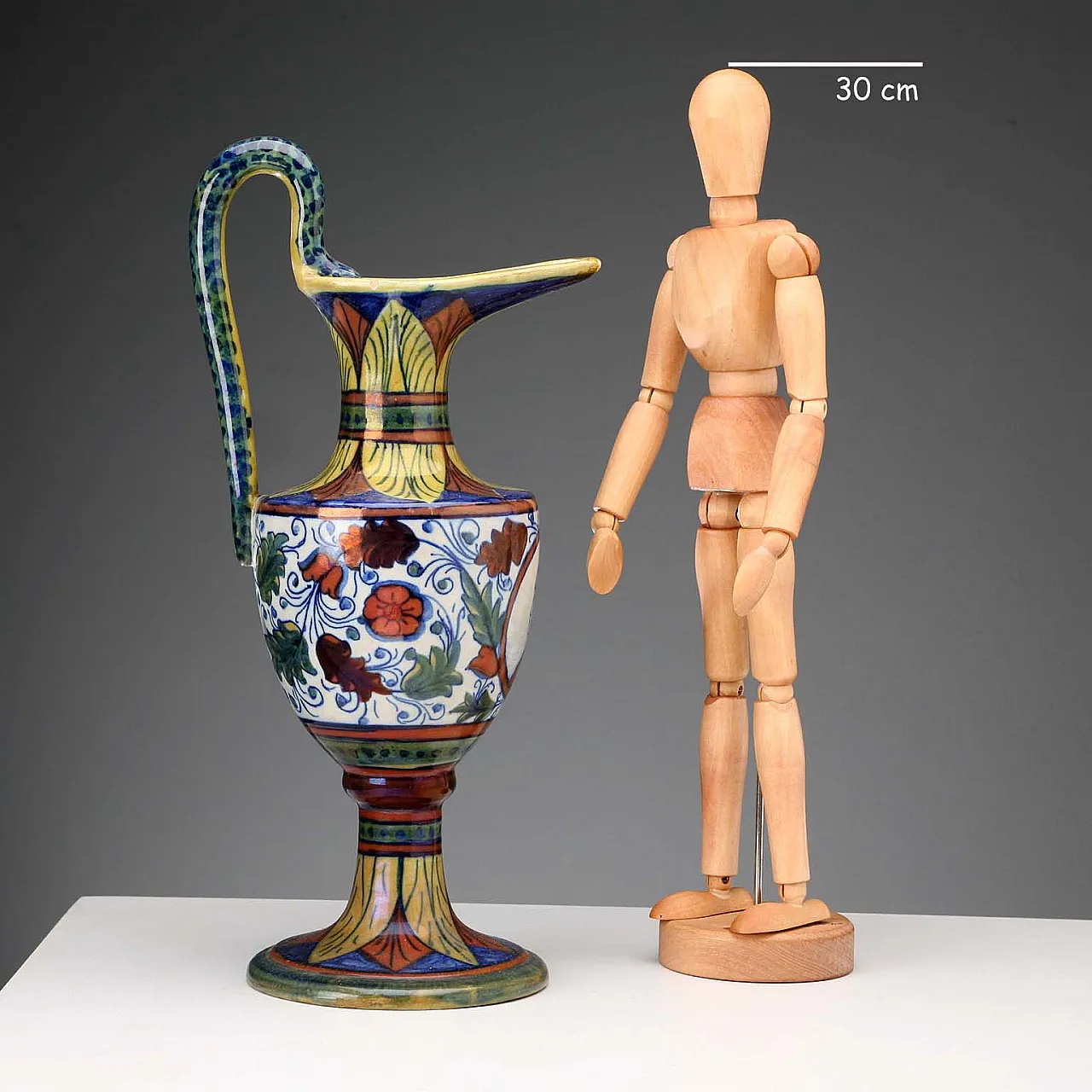 Glazed majolica jug with ovoid body, 20th century 2