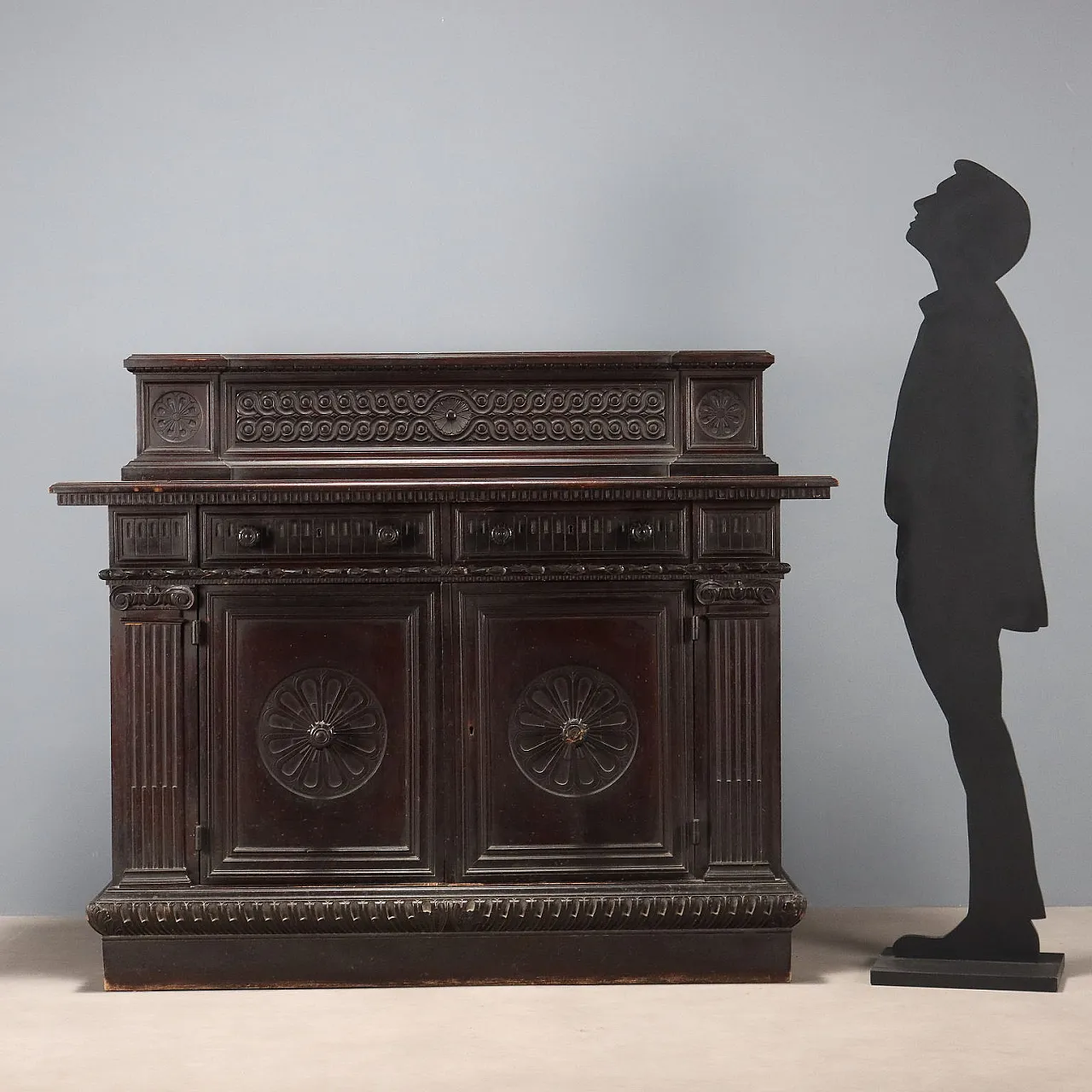 Credenza in stile neorinascimentale in noce ebanizzata, fine '800 2