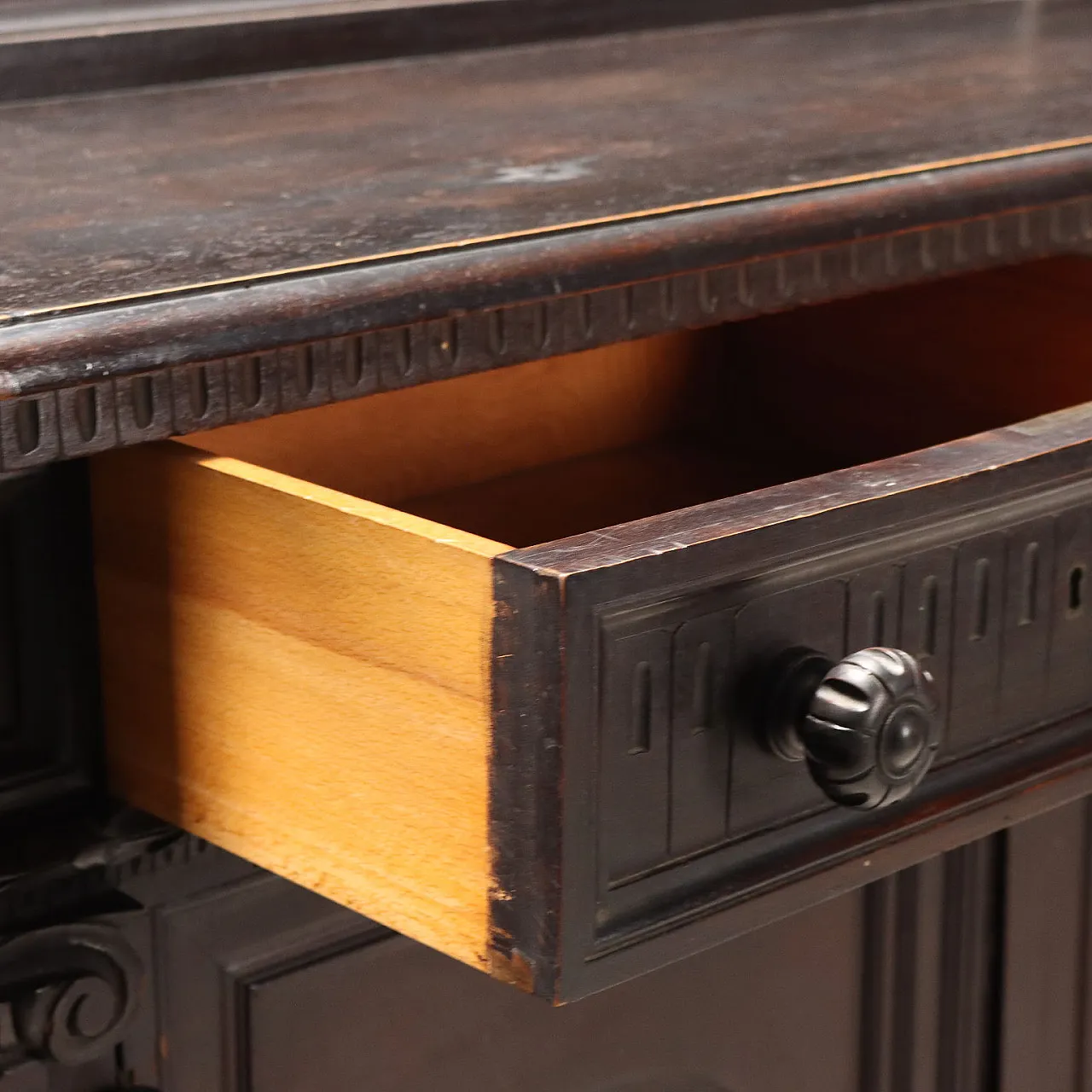 Credenza in stile neorinascimentale in noce ebanizzata, fine '800 6