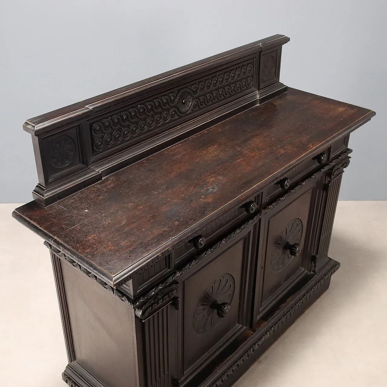 Credenza in stile neorinascimentale in noce ebanizzata, fine '800 9