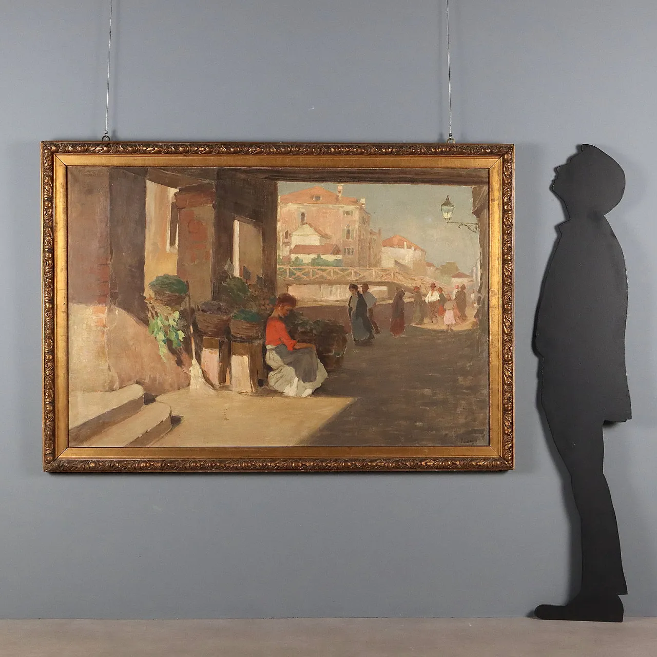 Paolo Baroni, olio su tela con cornice, primo '900 2