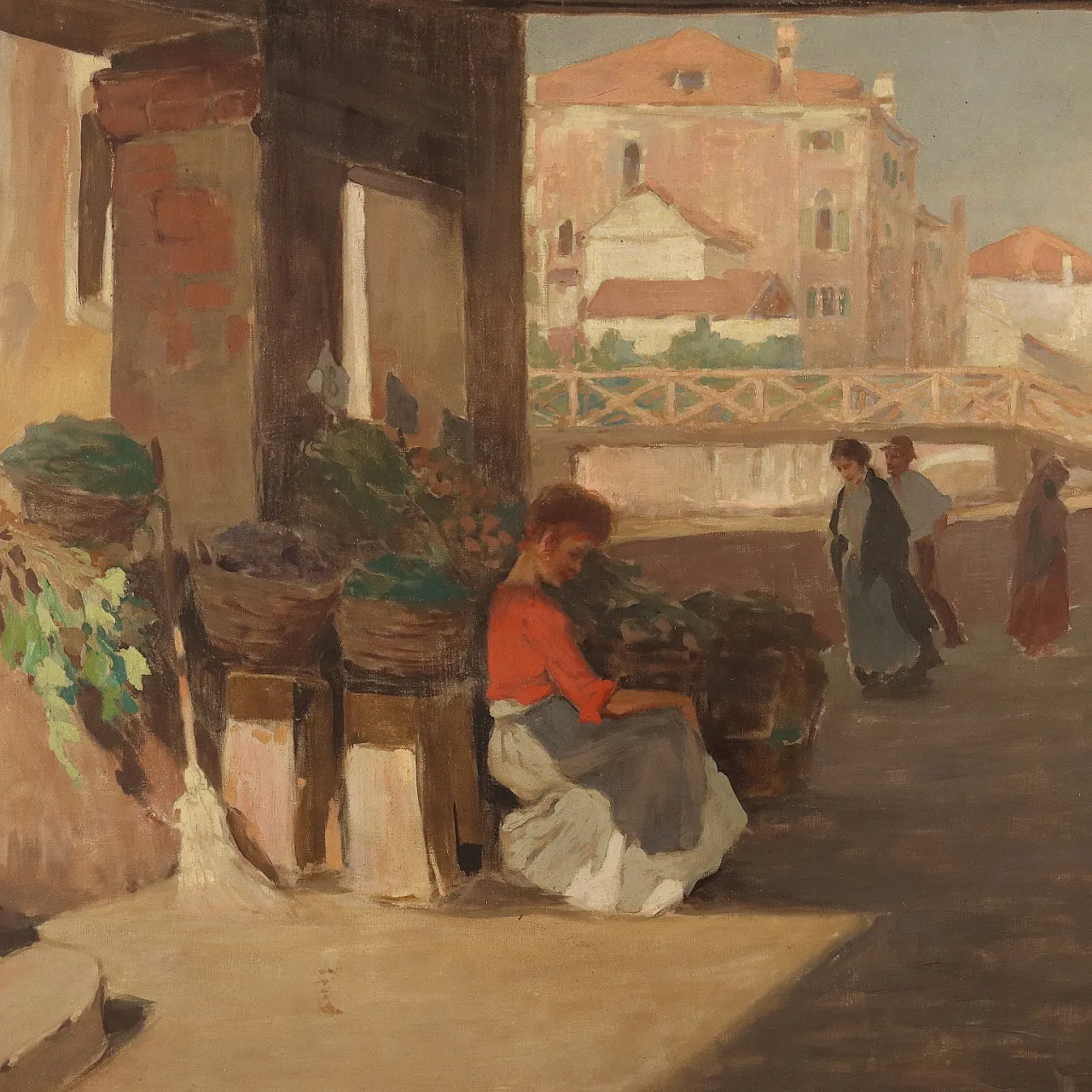 Paolo Baroni, olio su tela con cornice, primo '900 3