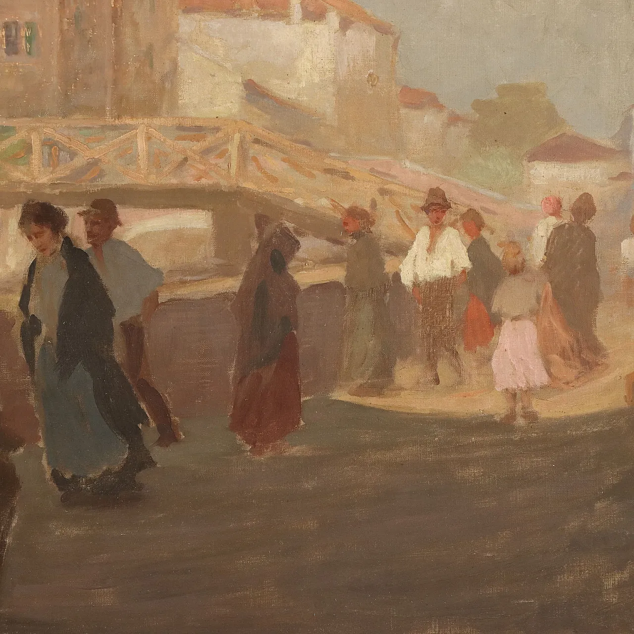 Paolo Baroni, olio su tela con cornice, primo '900 5