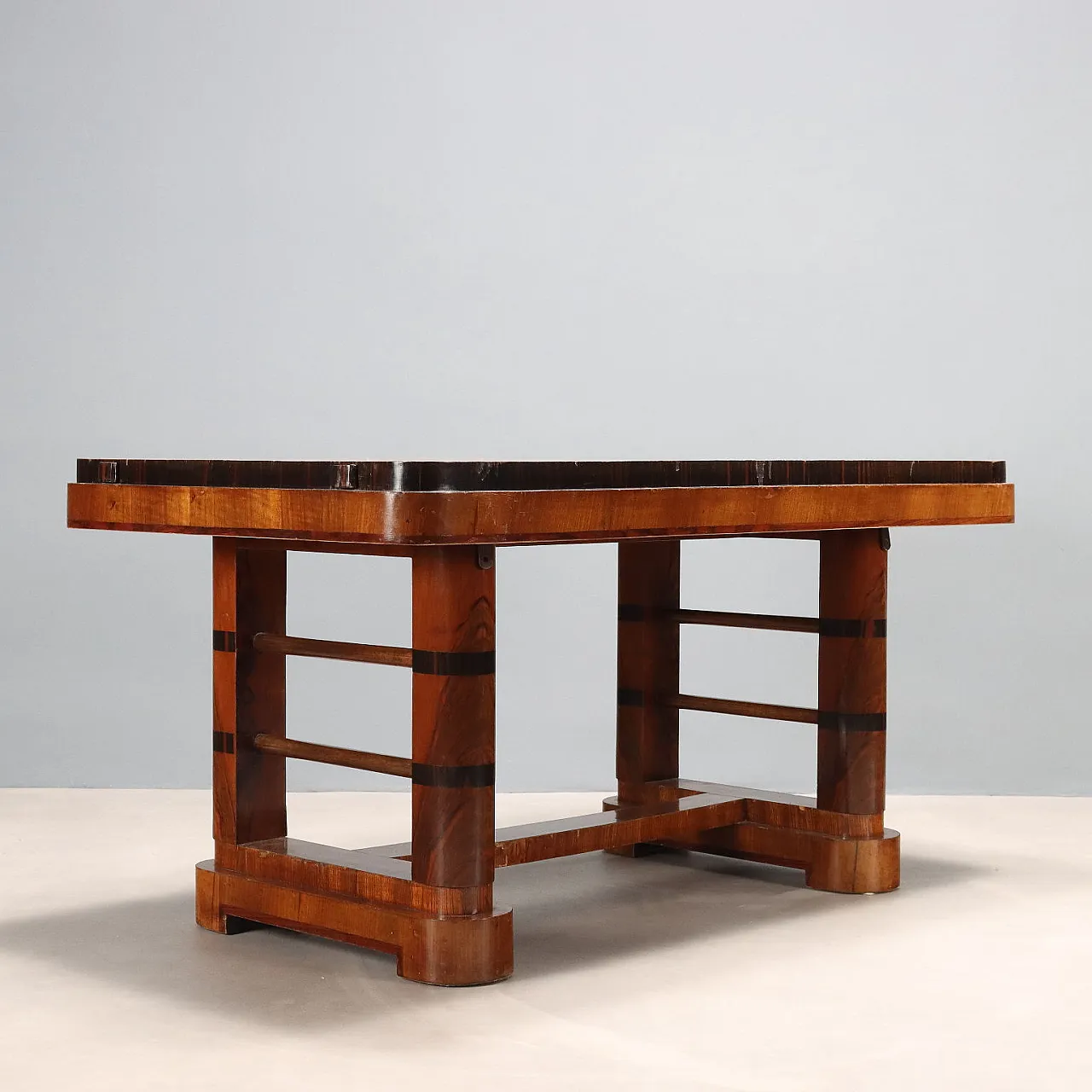 Walnut burl table and exotic wood inserts, 20th century 10