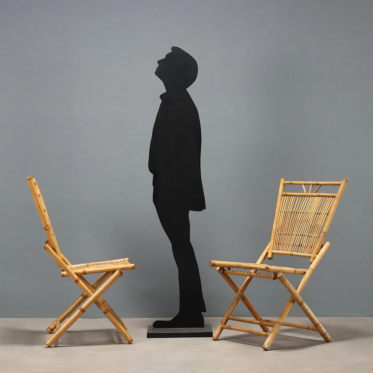 4 Bamboo folding chairs, late 20th century 2