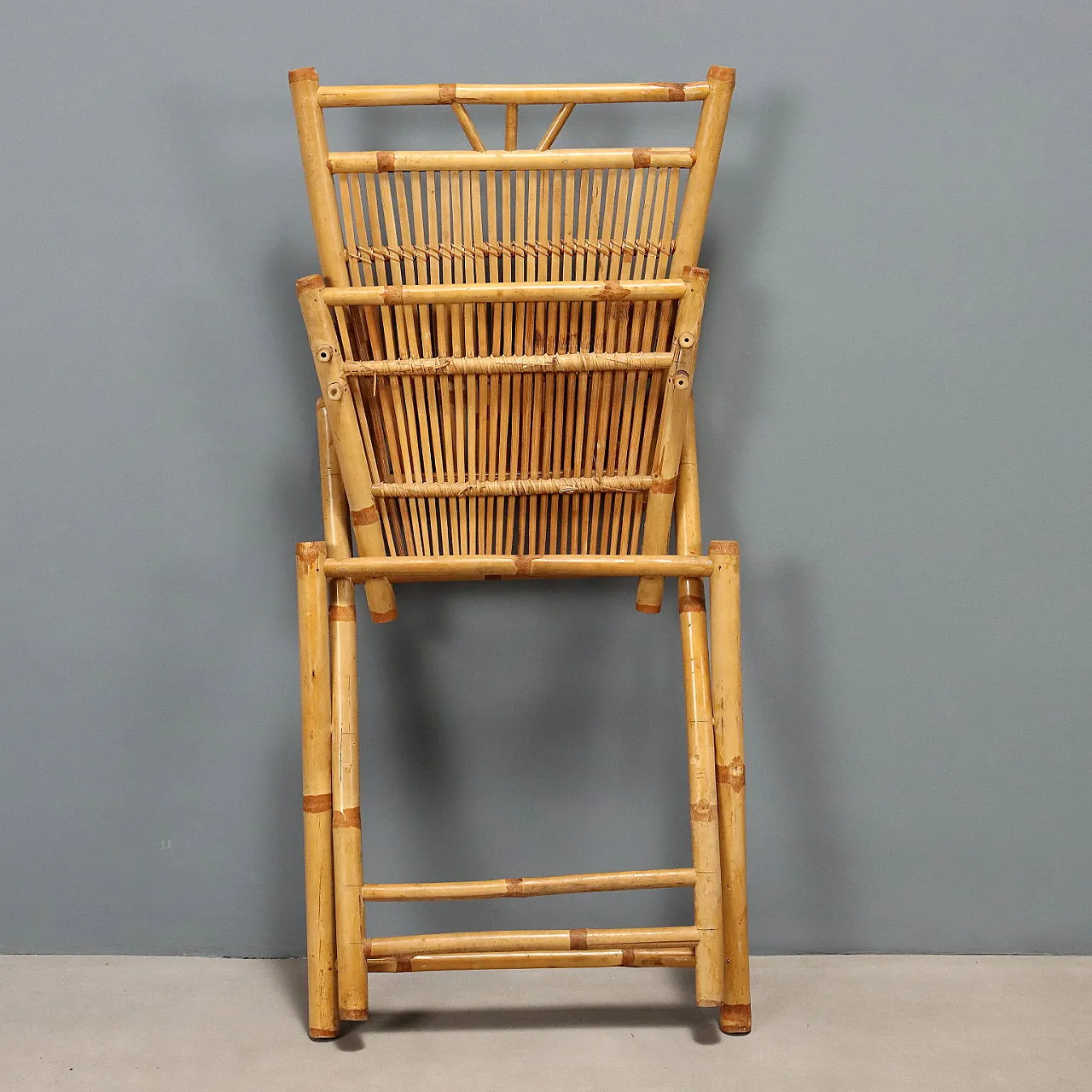 4 Bamboo folding chairs, late 20th century 8
