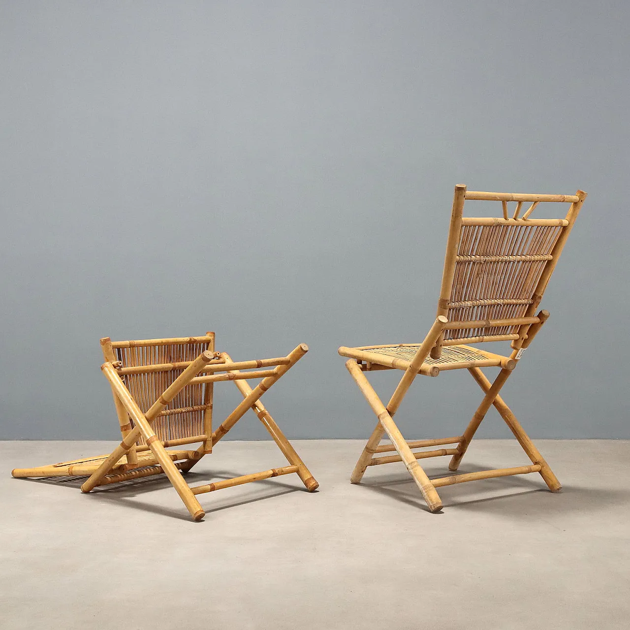 4 Bamboo folding chairs, late 20th century 9