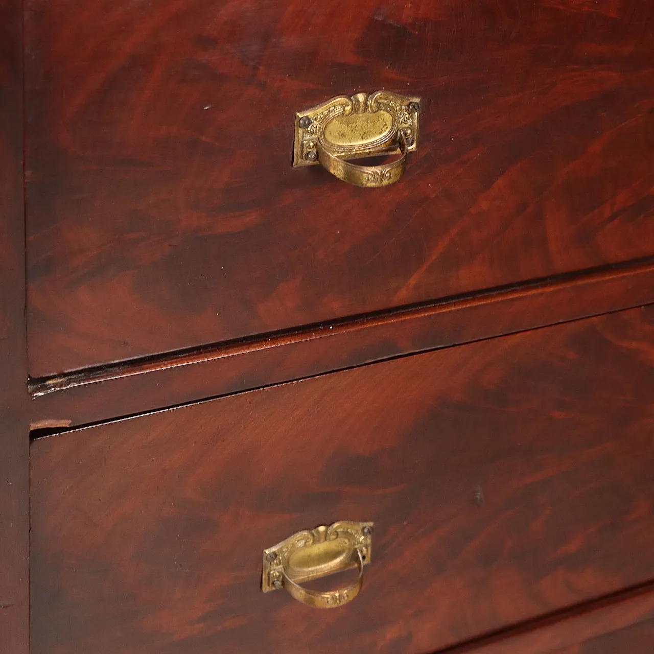 Cassettiera Luigi Filippo in mogano e marmo, fine '800 4