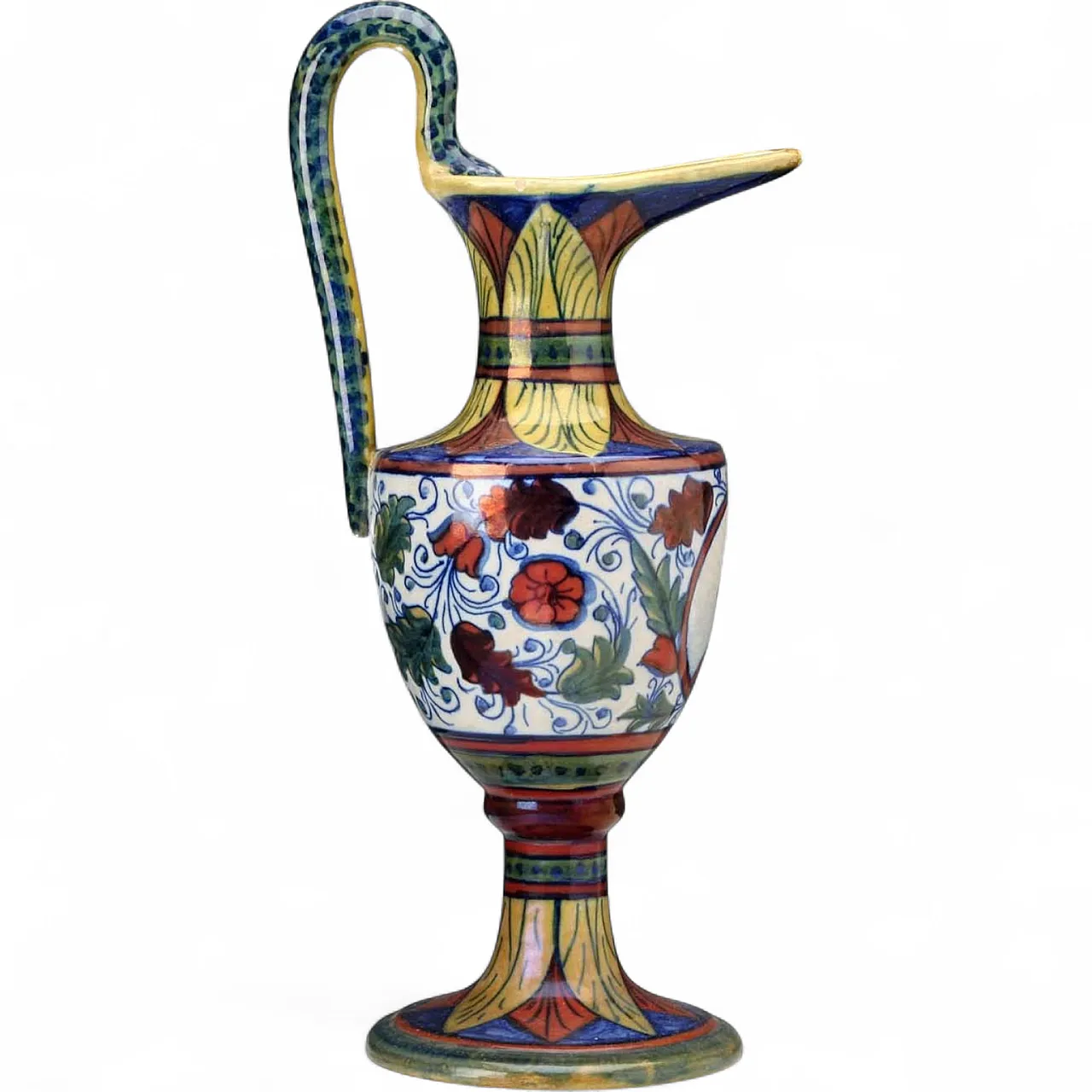 Glazed majolica jug with ovoid body, 20th century 9
