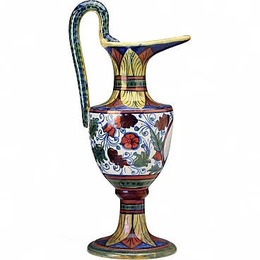 Brocca in maiolica invetriata dal corpo ovoidale, '900