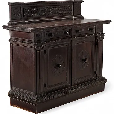 Credenza in stile neorinascimentale in noce ebanizzata, fine '800