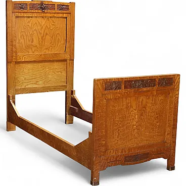 Liberty style oak single bed, early 20th century