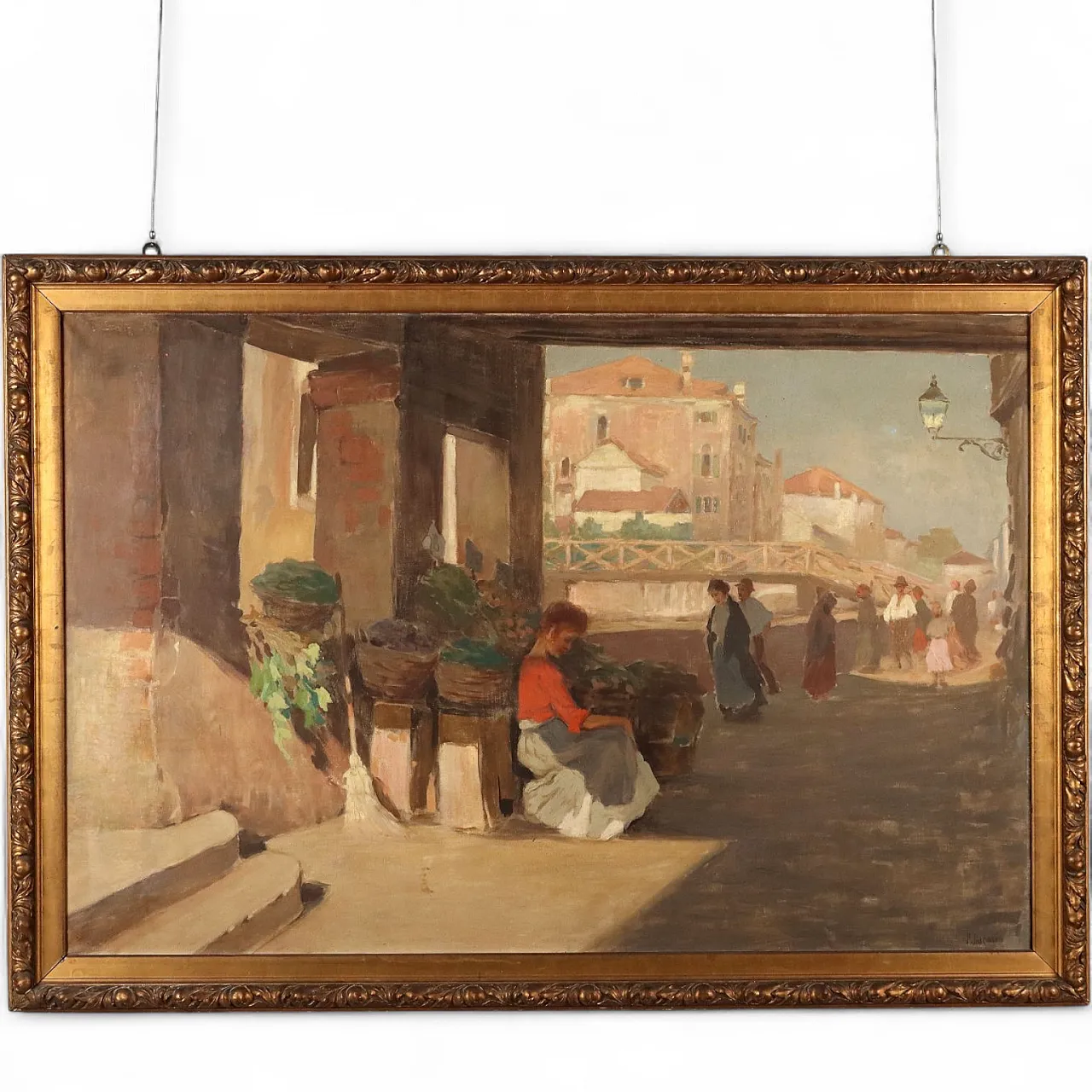 Paolo Baroni, olio su tela con cornice, primo '900 11