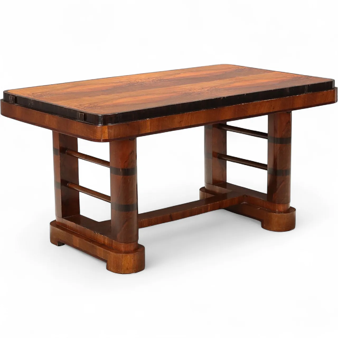 Walnut burl table and exotic wood inserts, 20th century 11