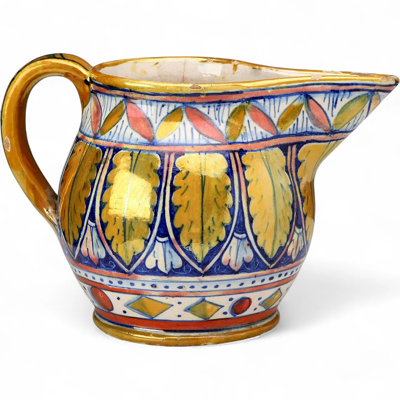 Brocca in maiolica smaltata decorata, '900 8