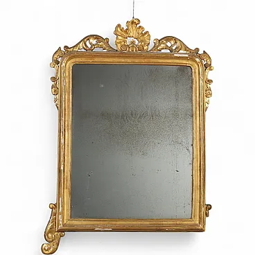 Specchiera con cornice in legno intagliato e dorato, fine '700
